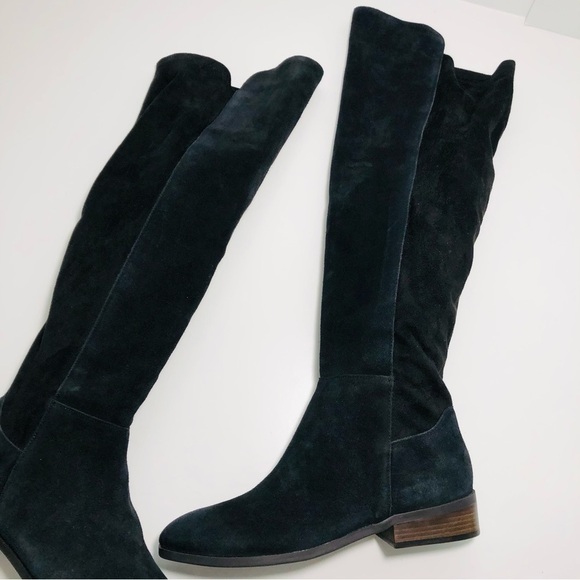 NEW Lucky Brand Calypso Over-The-Knee Boot in Black Suede Fabric Combo size 6.5 - Picture 4 of 15